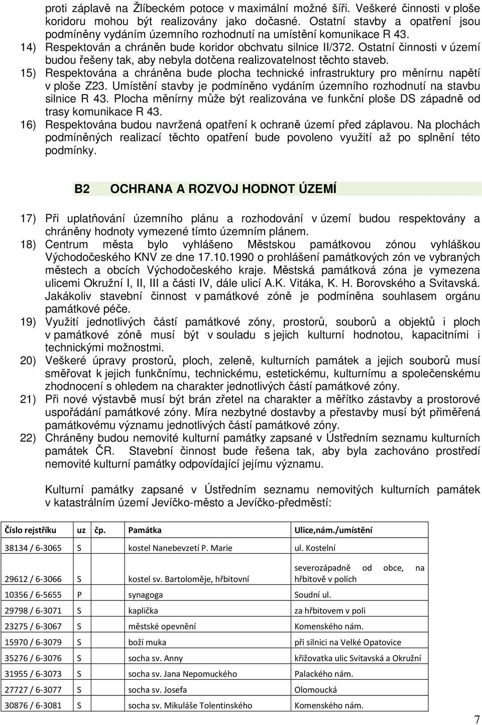 Ostatní činnsti v území budu řešeny tak, aby nebyla dtčena realizvatelnst těcht staveb. 15) Respektvána a chráněna bude plcha technické infrastruktury pr měnírnu napětí v plše Z23.