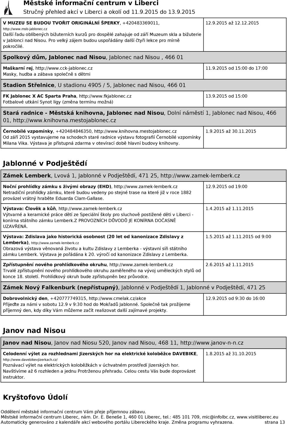 cz Masky, hudba a zábava společně s dětmi 11.9.2015 od 15:00 do 17:00 Stadion Střelnice, U stadionu 4905 / 5, Jablonec nad Nisou, 466 01 FK Jablonec X AC Sparta Praha, http://www.fkjablonec.