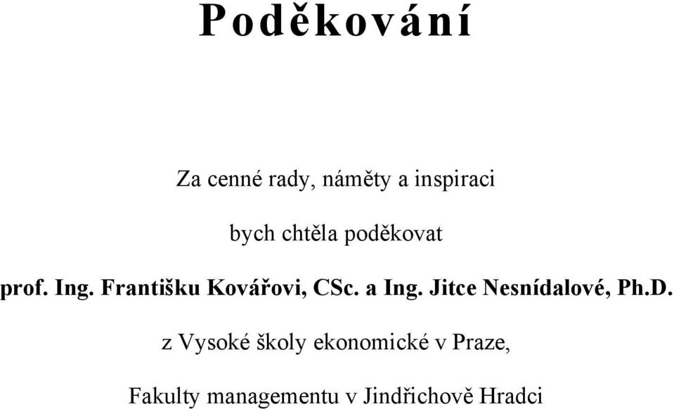 a Ing. Jitce Nesnídalové, Ph.D.