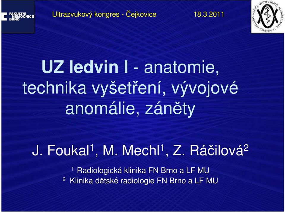 anomálie, záněty J. Foukal 1, M. Mechl 1, Z.