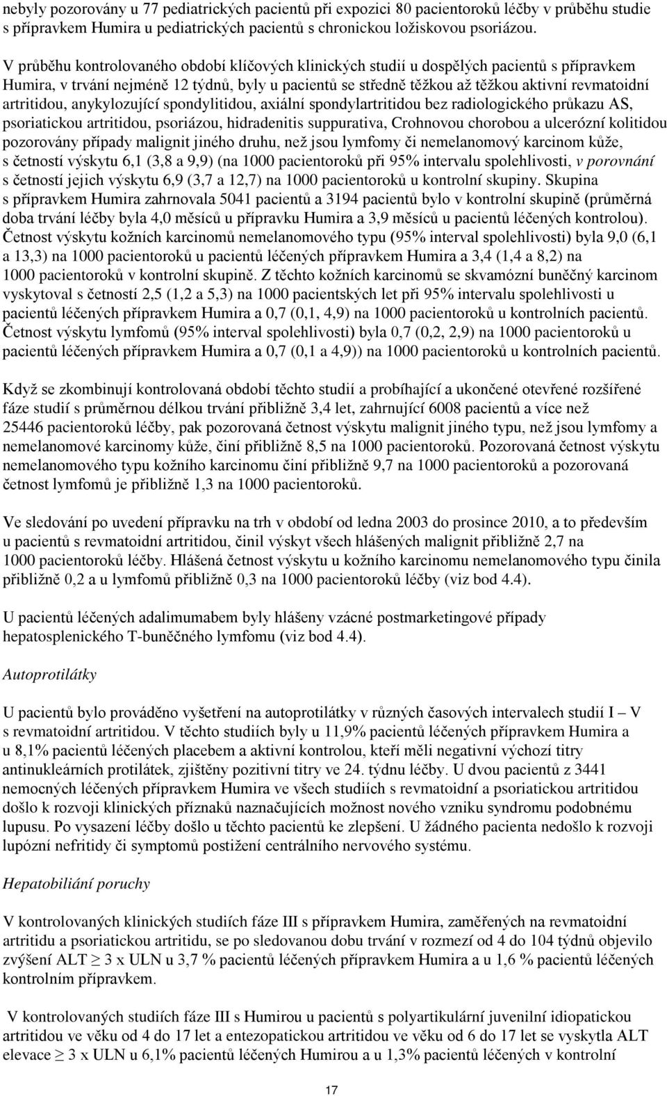 artritidou, anykylozující spondylitidou, axiální spondylartritidou bez radiologického průkazu AS, psoriatickou artritidou, psoriázou, hidradenitis suppurativa, Crohnovou chorobou a ulcerózní