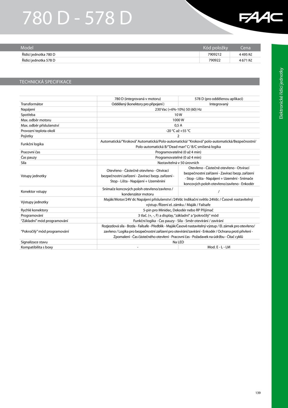 smíšená logika Pracovní čas Programovatelné (0 až 4 min) Programovatelné (0 až 4 min) Síla Nastavitelná v 50 úrovních Otevřeno - Částečně otevřeno - Otvírací Otevřeno - Částečně otevřeno - Otvírací