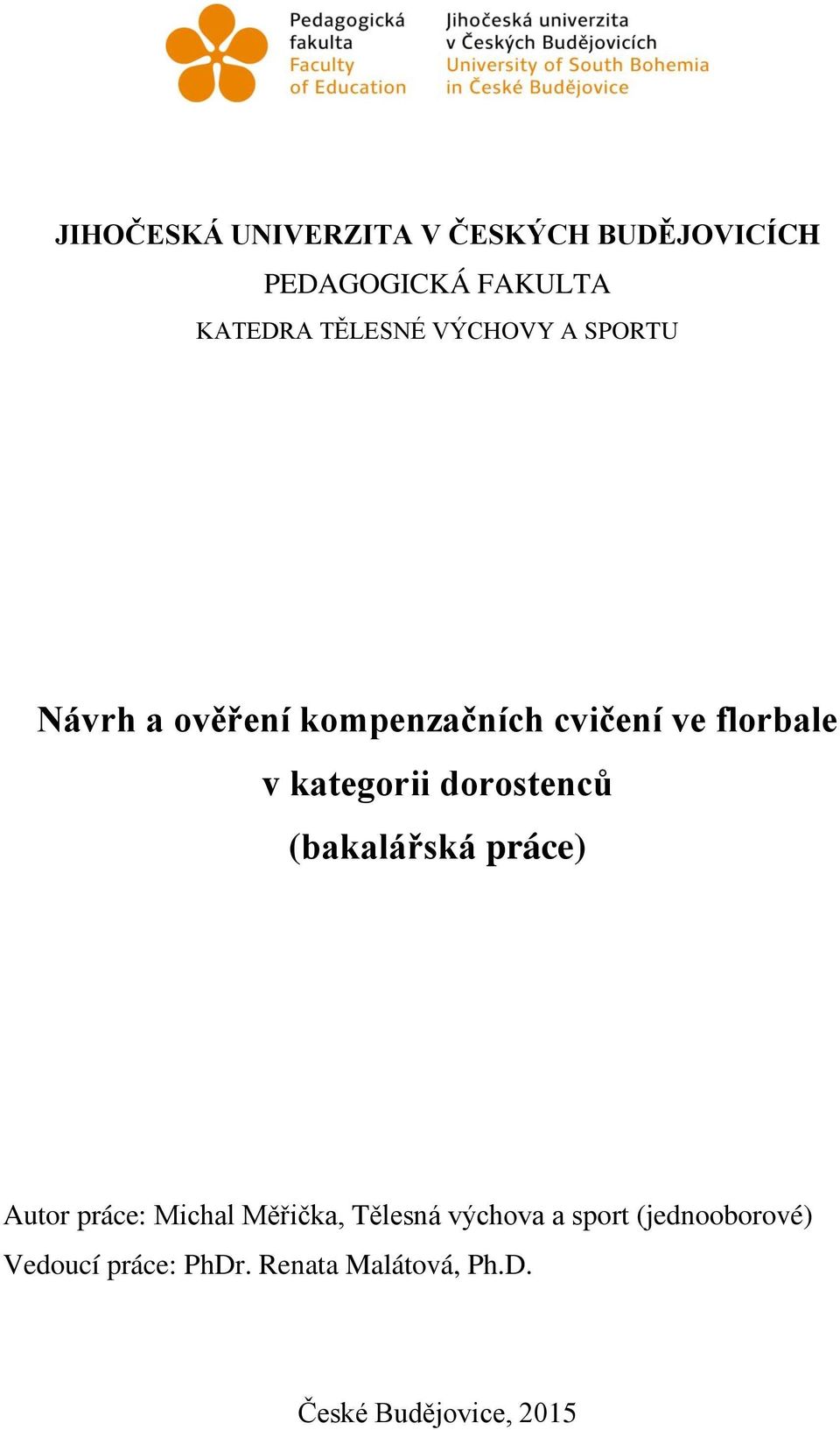 dorostenců (bakalářská práce) Autor práce: Michal Měřička, Tělesná výchova a