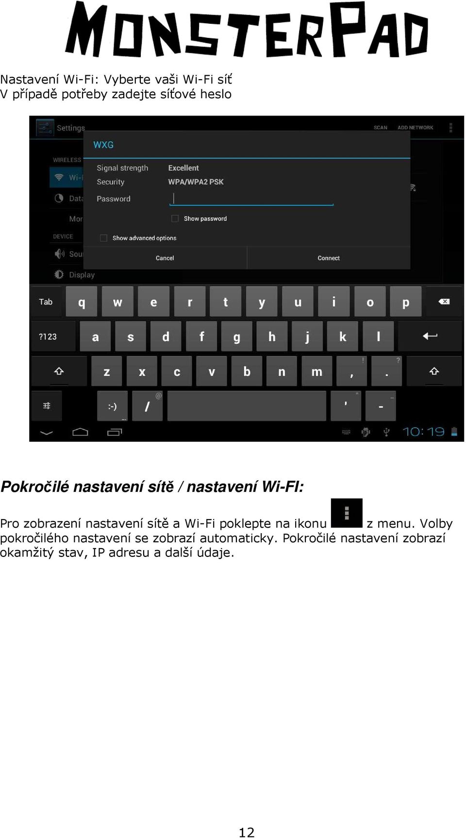 sítě a Wi-Fi poklepte na ikonu z menu.