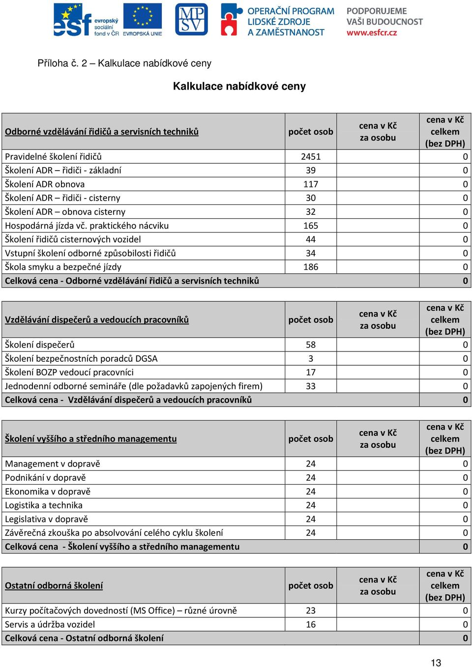 39 0 Školení ADR obnova 117 0 Školení ADR řidiči - cisterny 30 0 Školení ADR obnova cisterny 32 0 Hospodárná jízda vč.