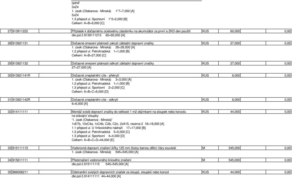 úsek (Otakarova - Minská) 26=26,000 [A] 1.2 přejezd ul.