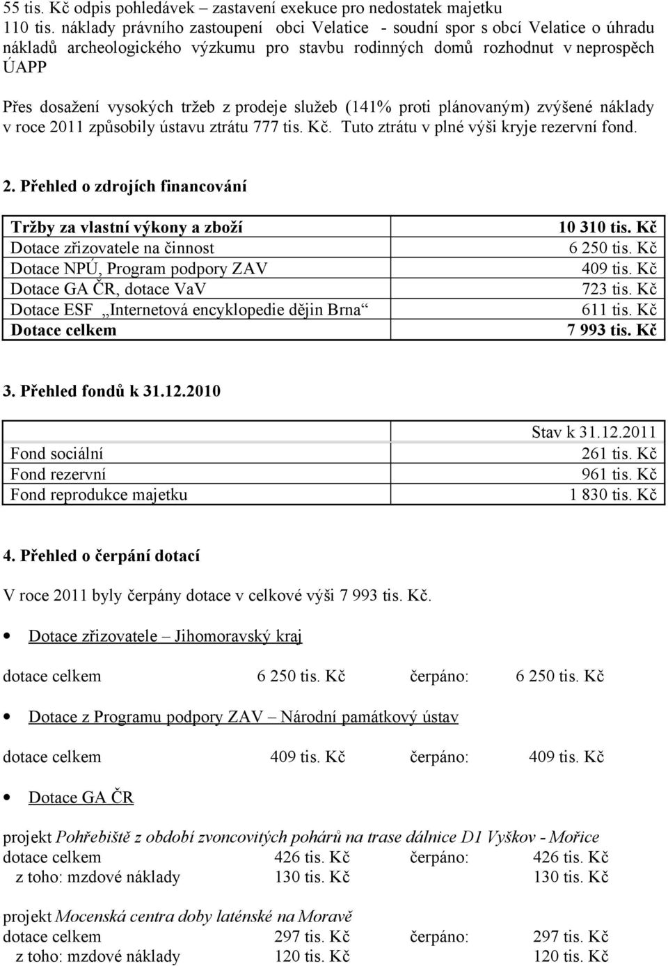 prodeje služeb (141% proti plánovaným) zvýšené náklady v roce 20