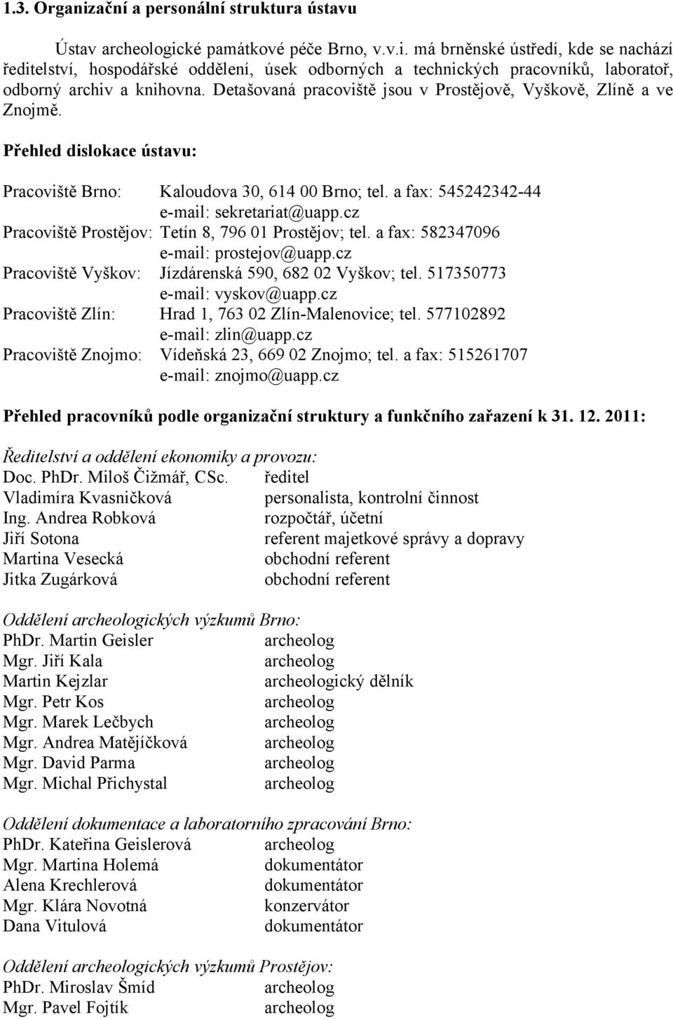 cz Pracoviště Prostějov: Tetín 8, 796 01 Prostějov; tel. a fax: 582347096 e-mail: prostejov@uapp.cz Pracoviště Vyškov: Jízdárenská 590, 682 02 Vyškov; tel. 517350773 e-mail: vyskov@uapp.