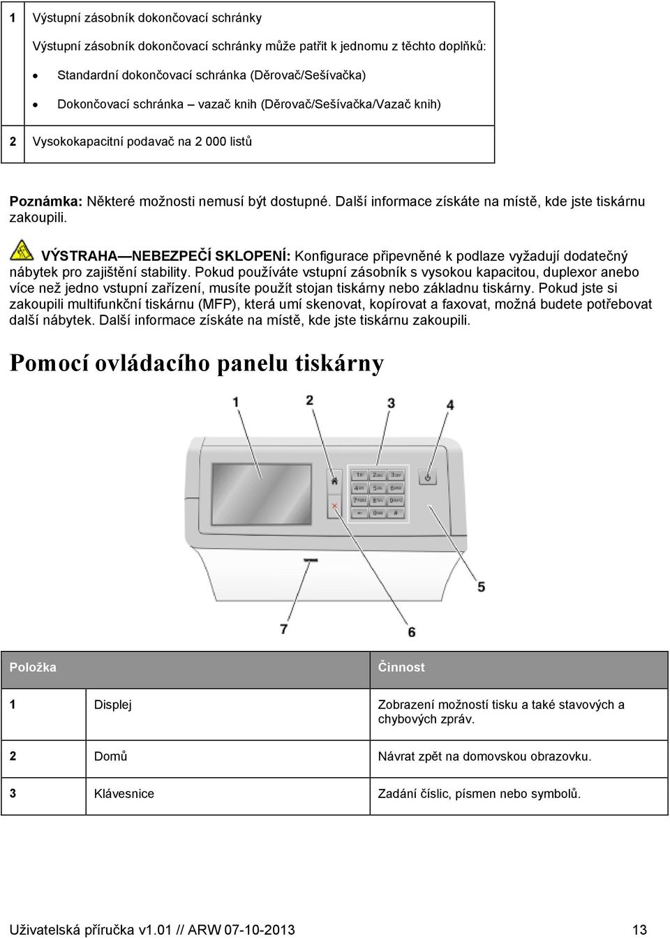 VÝSTRAHA NEBEZPEČÍ SKLOPENÍ: Konfigurace připevněné k podlaze vyžadují dodatečný nábytek pro zajištění stability.