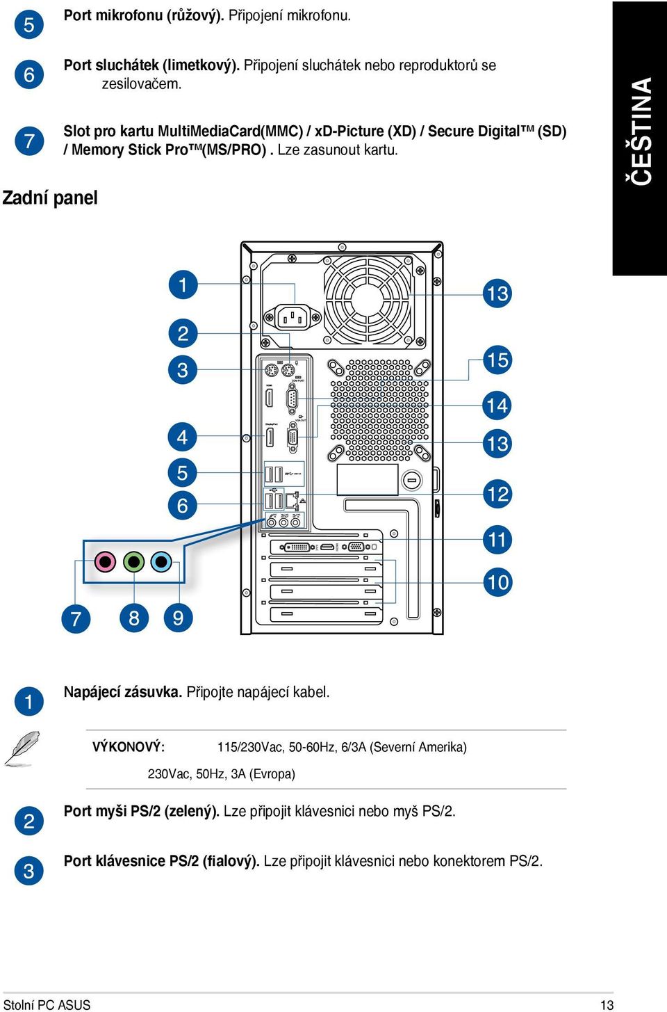 Slot pro kartu MultiMediaCard(MMC) / xd-picture (XD) / Secure Digital (SD) / Memory Stick Pro (MS/PRO). Lze zasunout kartu.