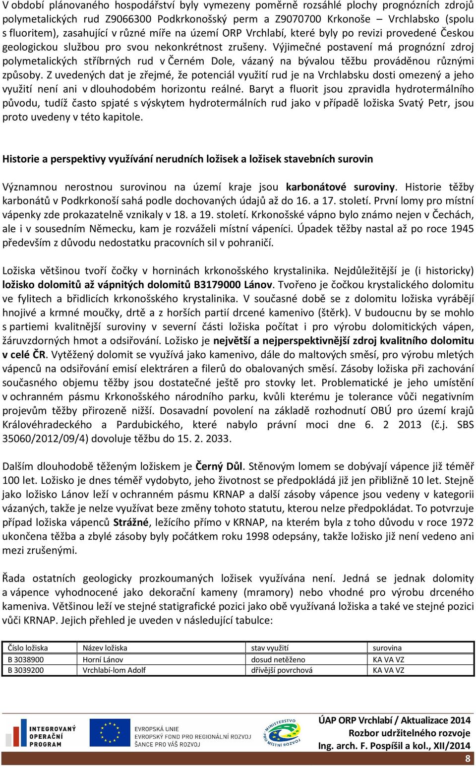 Výjimečné postavení má prognózní zdroj polymetalických stříbrných rud v Černém Dole, vázaný na bývalou těžbu prováděnou různými způsoby.