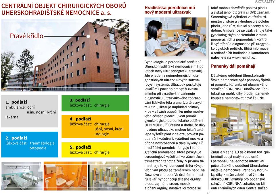 podlaží lůžková část: chirurgie Hradišťská porodnice má nový moderní ultrazvuk Gynekologicko porodnické oddělení Uherskohradišťské nemocnice má po letech nový ultrasonograf (ultrazvuk).