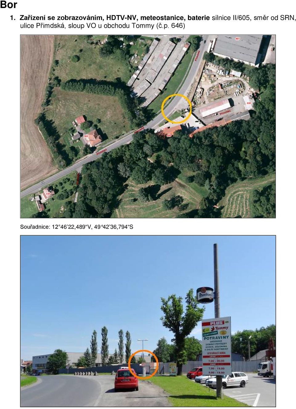meteostanice, baterie silnice II/605, směr od
