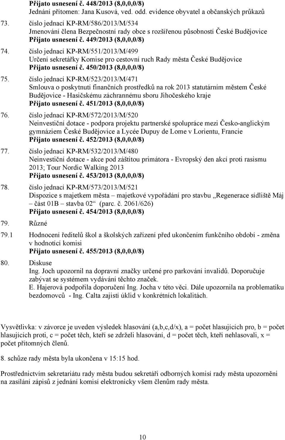 číslo jednací KP-RM/551/2013/M/499 Určení sekretářky Komise pro cestovní ruch Rady města České Budějovice Přijato usnesení č. 450/2013 (8,0,0,0/8) 75.