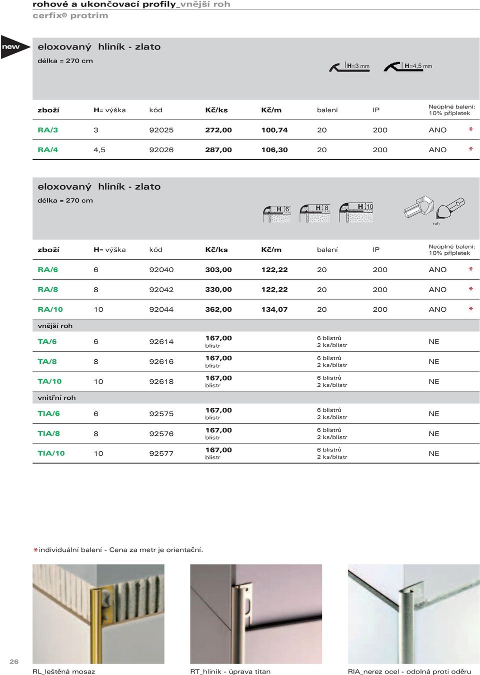 200 ANO RA/10 10 92044 362,00 134,07 20 200 ANO vnější roh TA/6 6 92614 TA/8 8 92616 TA/10 10 92618 vnitřní roh TIA/6 6 92575 TIA/8 8 92576