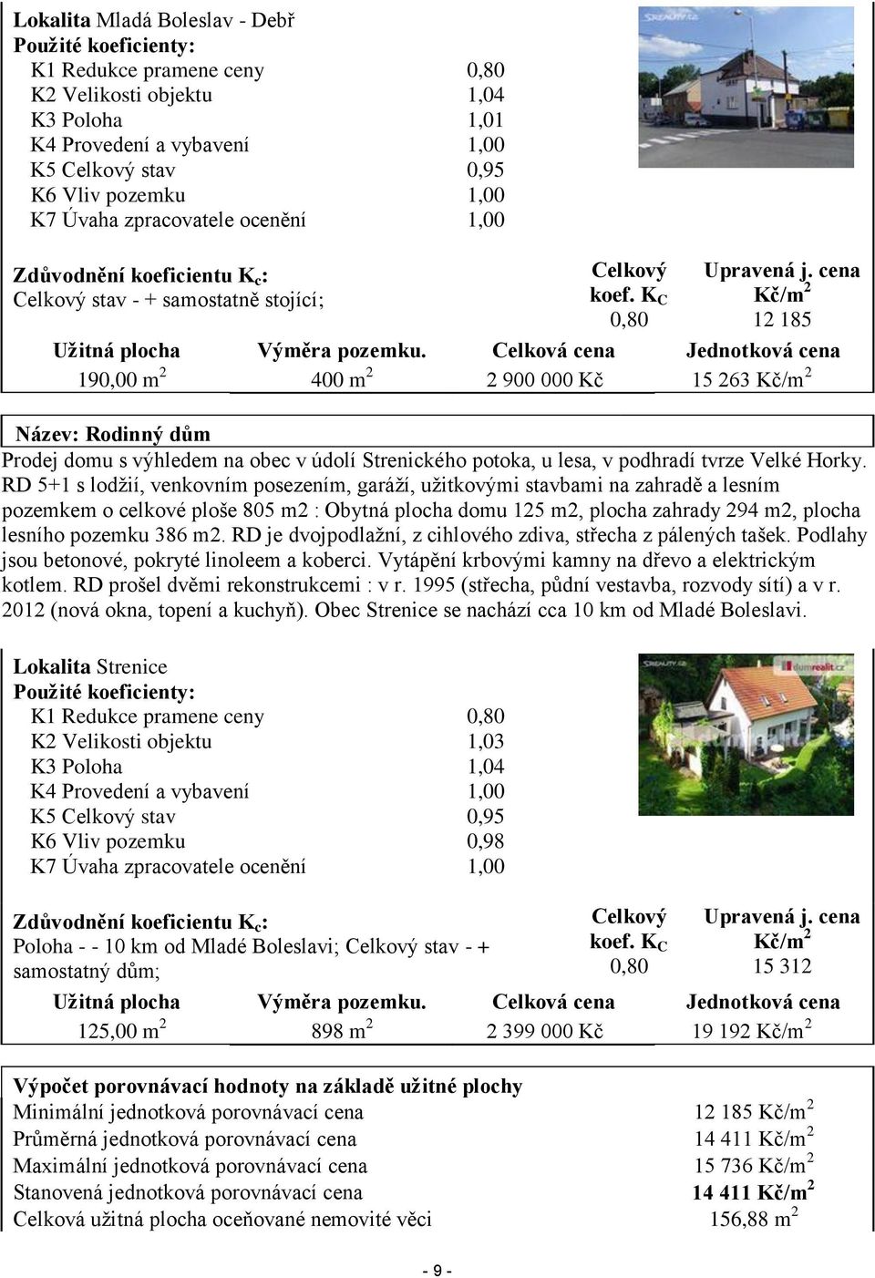 Celková cena Jednotková cena 190,00 m 2 400 m 2 2 900 000 Kč 15 263 Kč/m 2 Název: Rodinný dům Prodej domu s výhledem na obec v údolí Strenického potoka, u lesa, v podhradí tvrze Velké Horky.