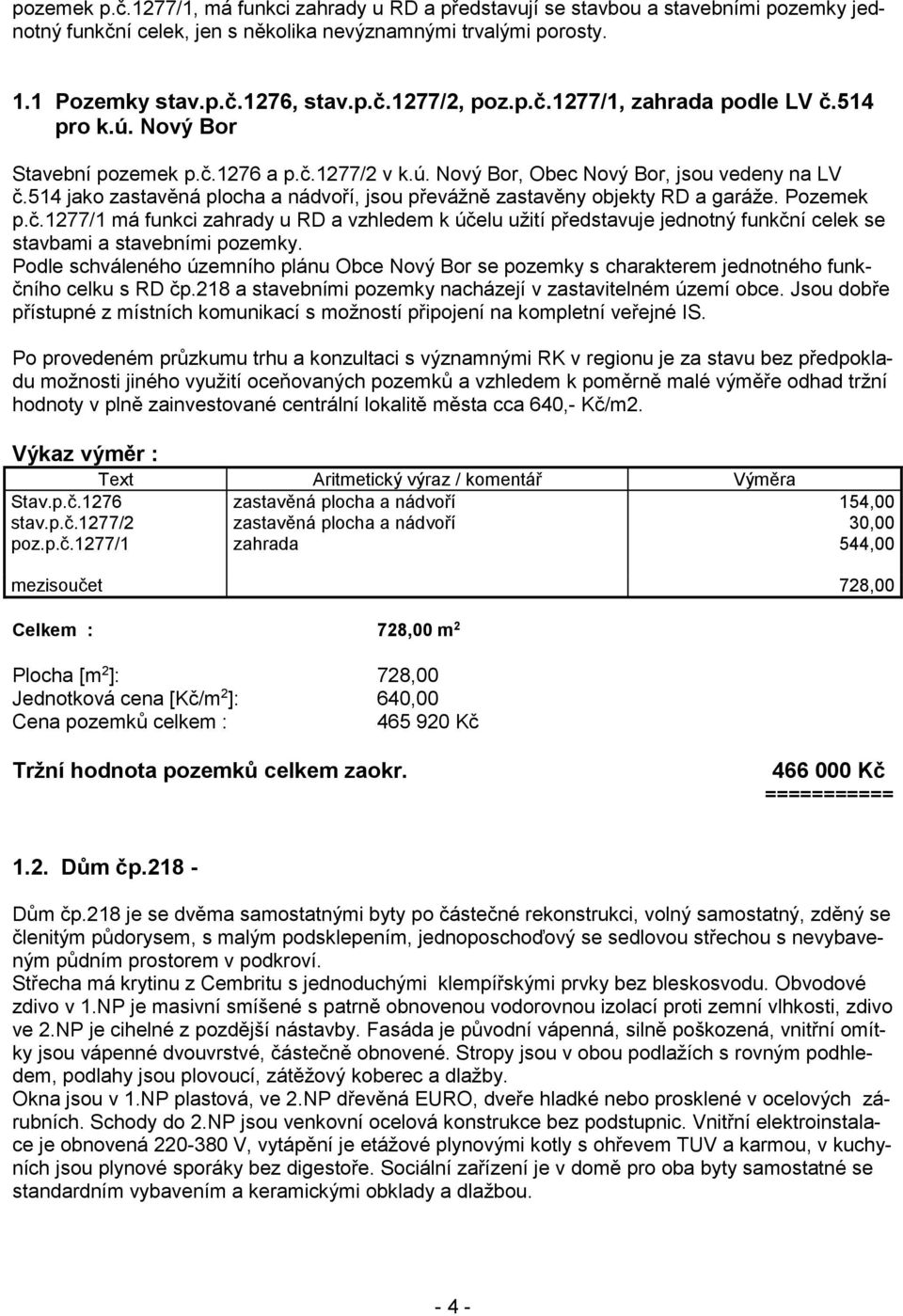 514 jako zastavěná plocha a nádvoří, jsou převážně zastavěny objekty RD a garáže. Pozemek p.č.