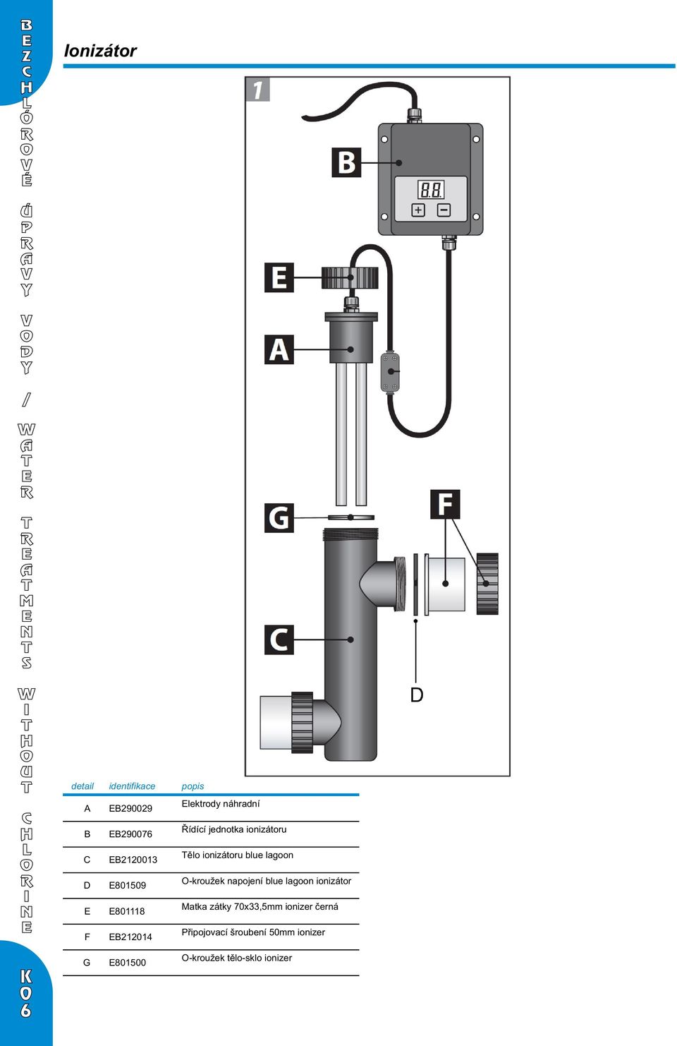 napojení blue lagoon ionizátor atka zátky 7x,mm ionizer