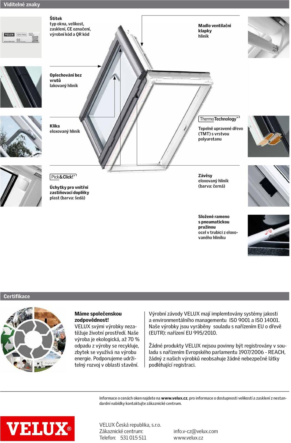 eloxovaného hliníku Certifikace Máme společenskou zodpovědnost! VELUX svými výrobky nezatěžuje životní prostředí.