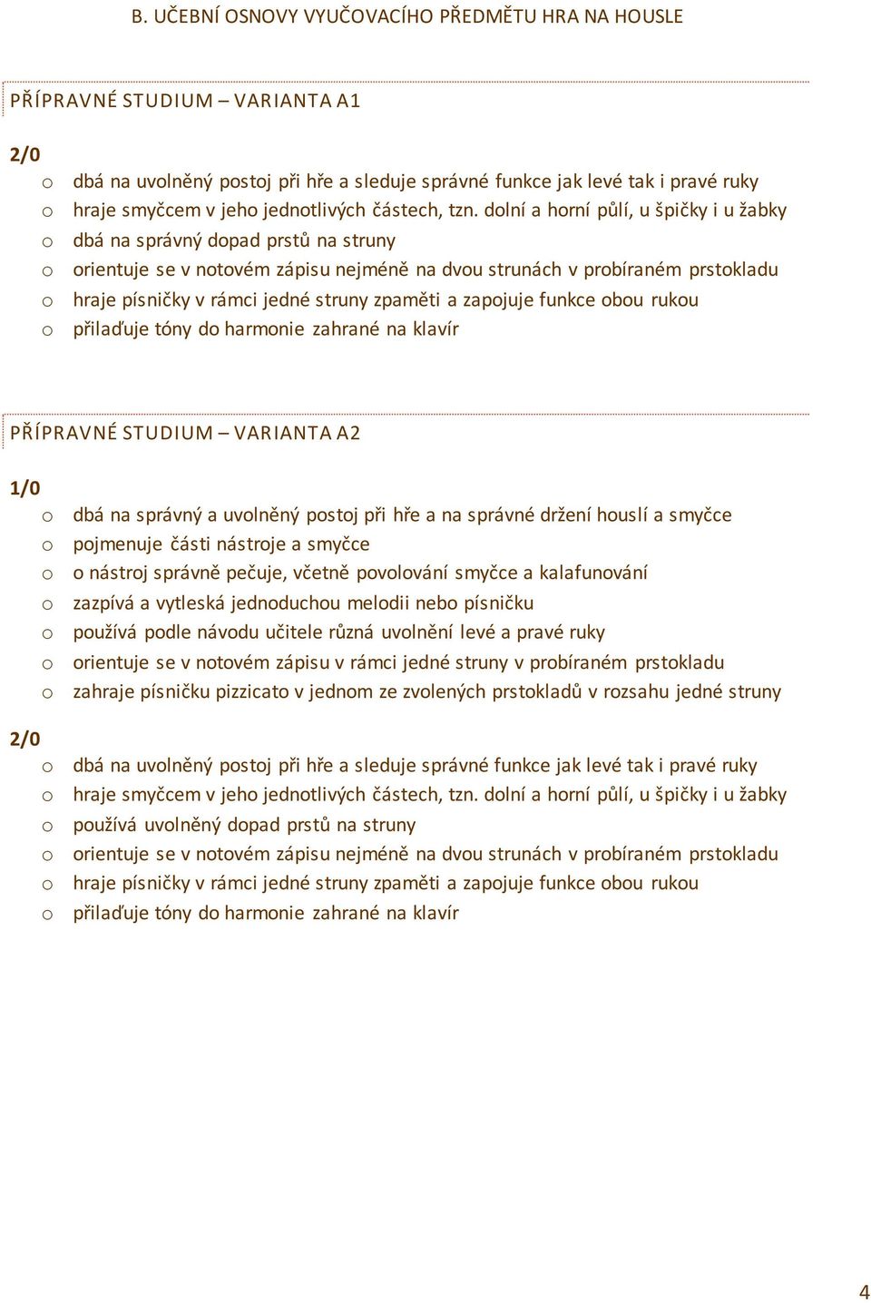 dolní a horní půlí, u špičky i u žabky o dbá na správný dopad prstů na struny o orientuje se v notovém zápisu nejméně na dvou strunách v probíraném prstokladu o hraje písničky v rámci jedné struny