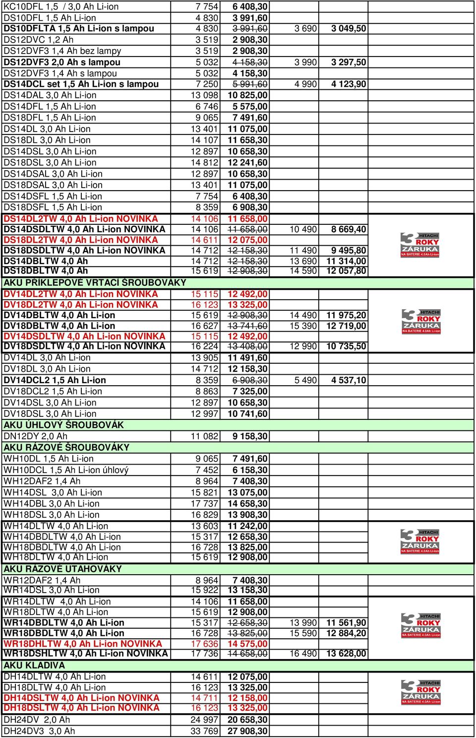 098 10 825,00 DS14DFL 1,5 Ah Li-ion 6 746 5 575,00 DS18DFL 1,5 Ah Li-ion 9 065 7 491,60 DS14DL 3,0 Ah Li-ion 13 401 11 075,00 DS18DL 3,0 Ah Li-ion 14 107 11 658,30 DS14DSL 3,0 Ah Li-ion 12 897 10