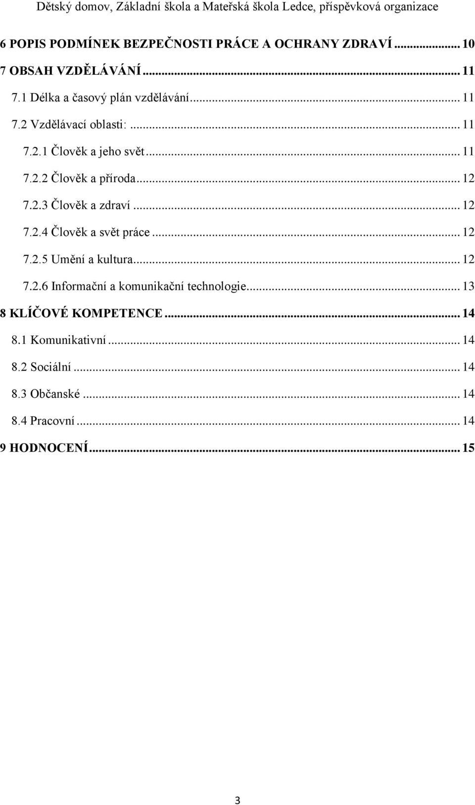 .. 12 7.2.4 Člověk a svět práce... 12 7.2.5 Umění a kultura... 12 7.2.6 Informační a komunikační technologie.