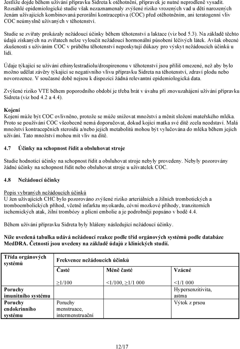 COC neúmyslně užívaných v těhotenství. Studie se zvířaty prokázaly nežádoucí účinky během těhotenství a laktace (viz bod 5.3).