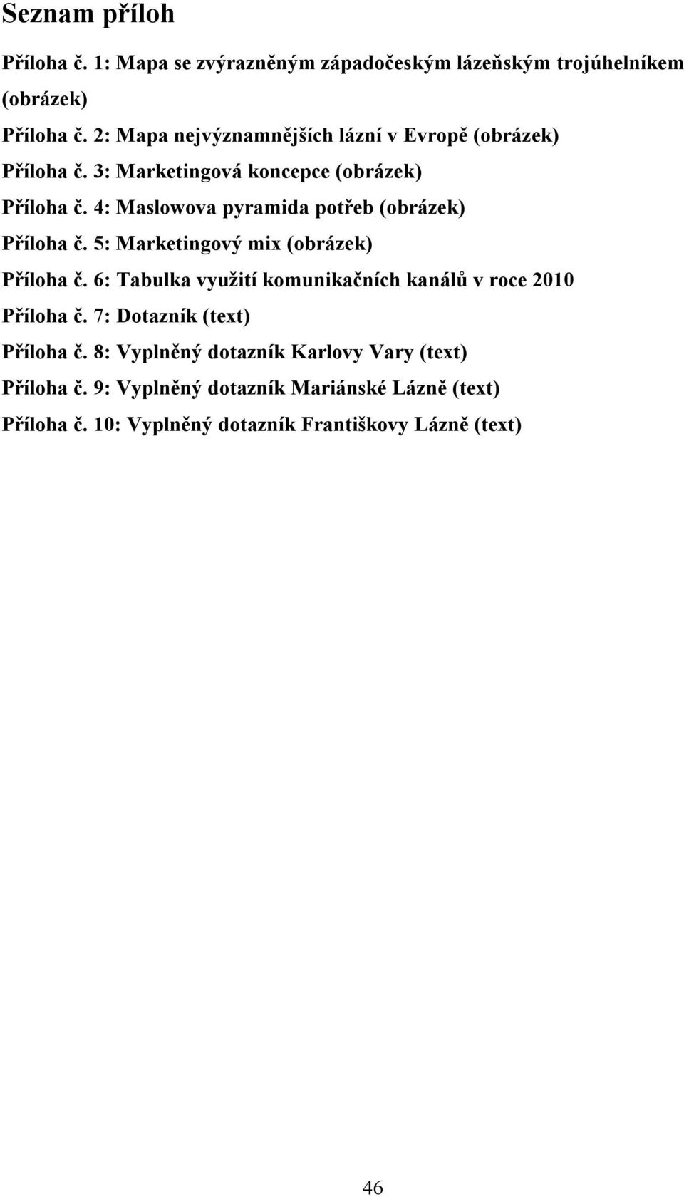 4: Maslowova pyramida potřeb (obrázek) Příloha č. 5: Marketingový mix (obrázek) Příloha č.