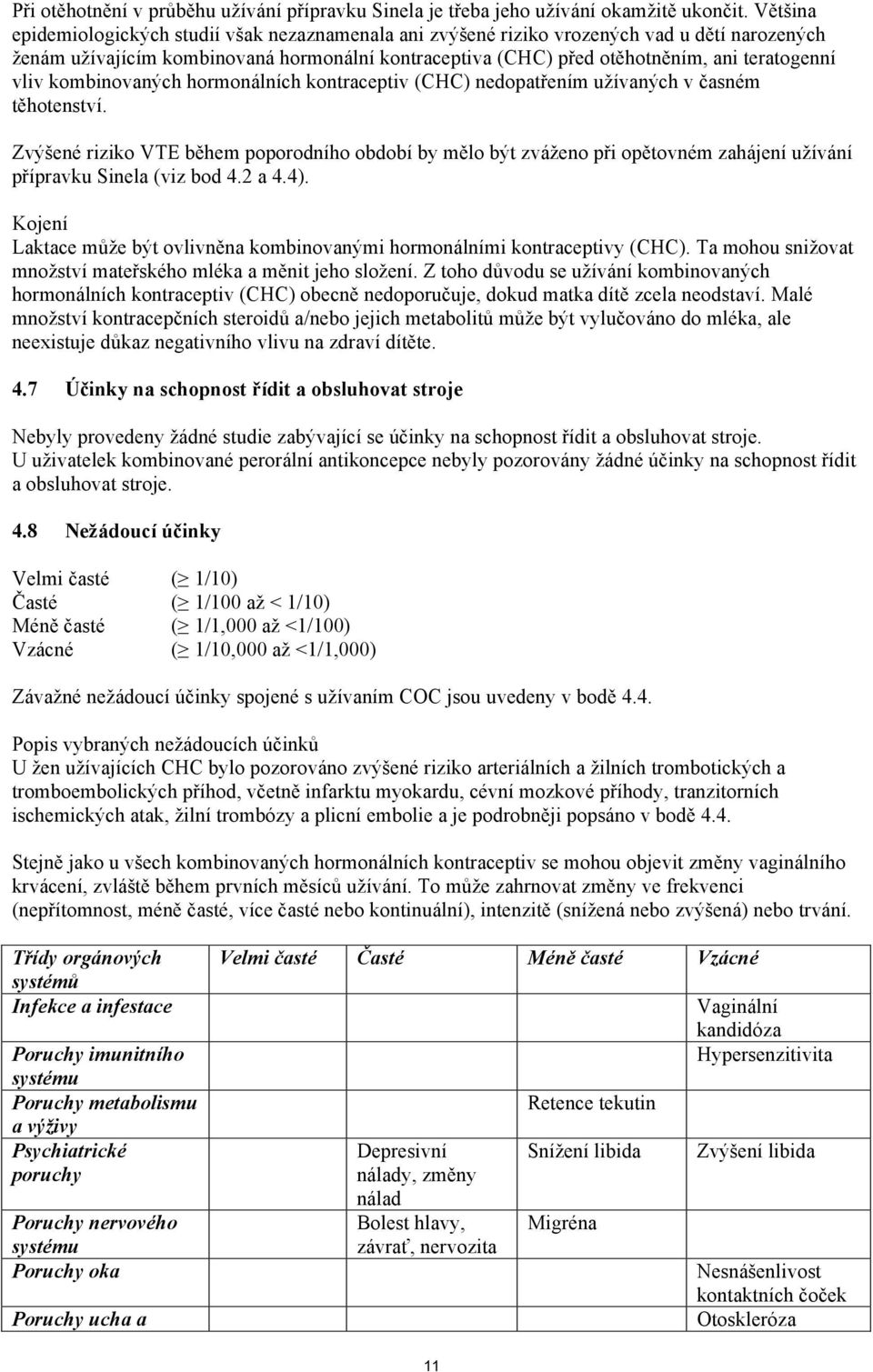 vliv kombinovaných hormonálních kontraceptiv (CHC) nedopatřením užívaných v časném těhotenství.