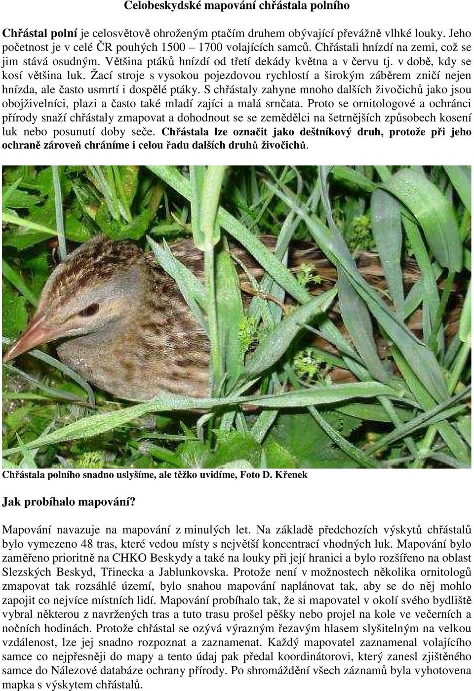 Žací stroje s vysokou pojezdovou rychlostí a širokým záběrem zničí nejen hnízda, ale často usmrtí i dospělé ptáky.