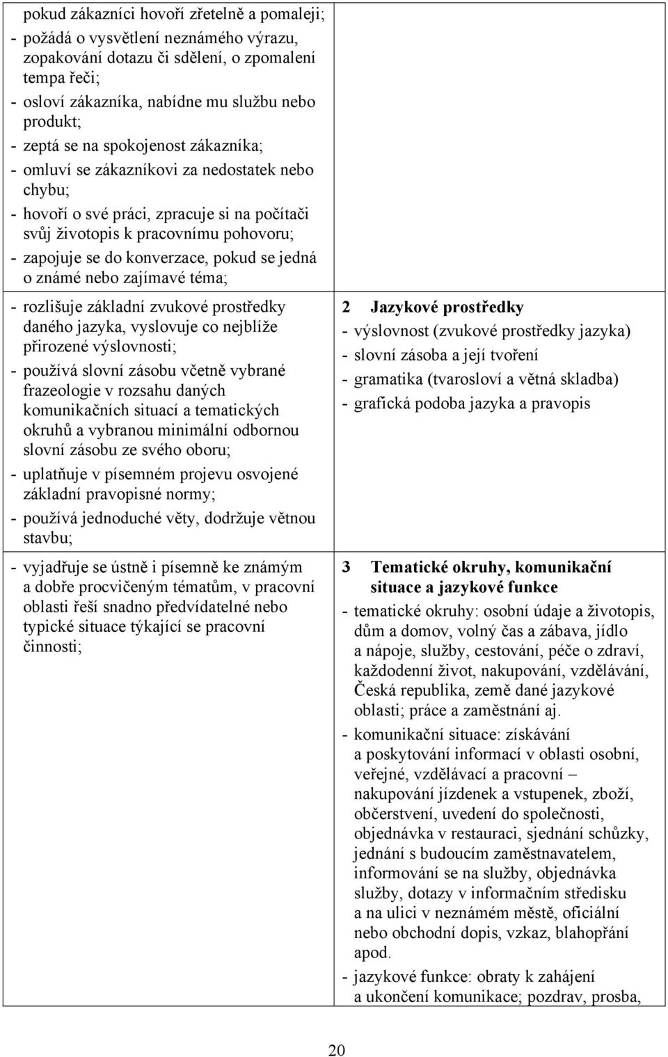 se jedná o známé nebo zajímavé téma; - rozlišuje základní zvukové prostředky daného jazyka, vyslovuje co nejblíže přirozené výslovnosti; - používá slovní zásobu včetně vybrané frazeologie v rozsahu