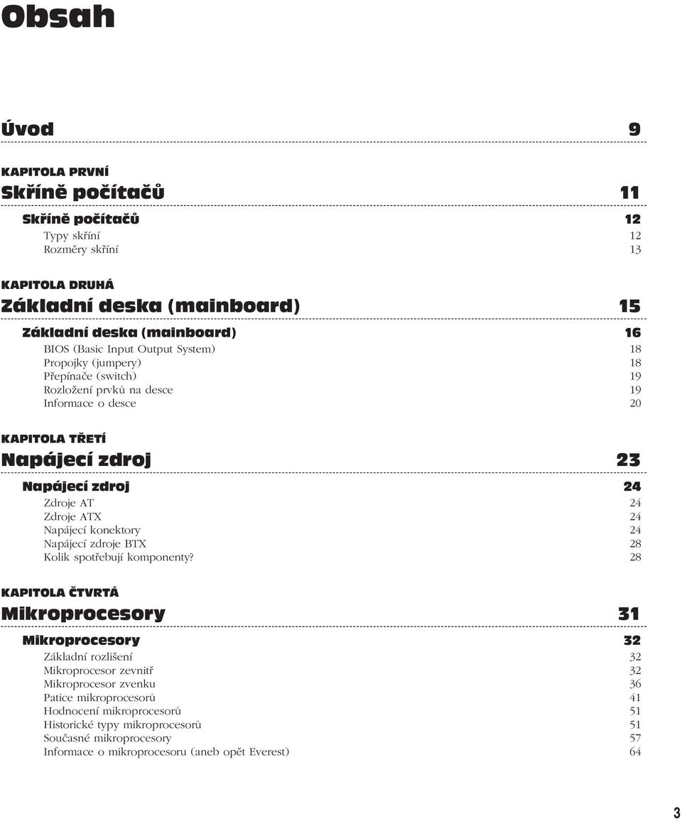 Zdroje ATX 24 Napájecí konektory 24 Napájecí zdroje BTX 28 Kolik spotřebují komponenty?