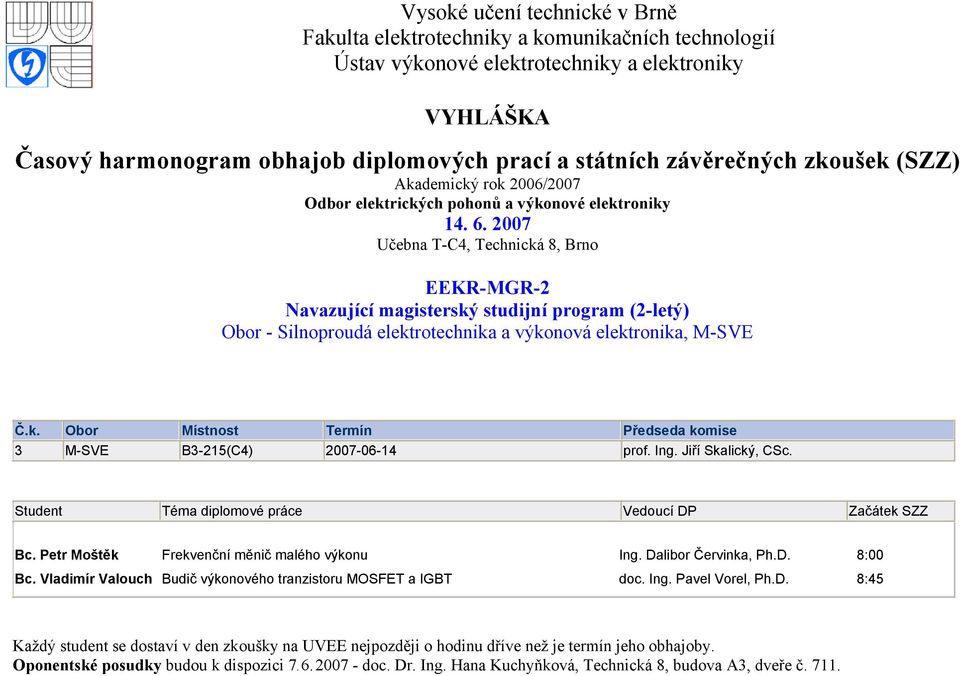 Petr Moštěk Frekvenční měnič malého výkonu Ing.
