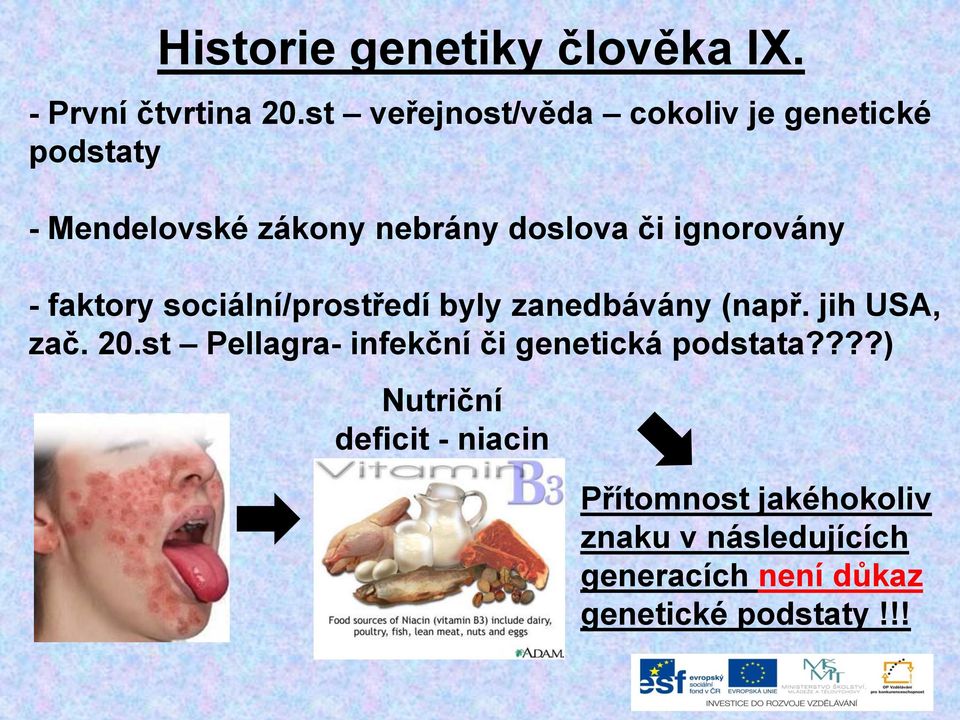 ignorovány - faktory sociální/prostředí byly zanedbávány (např. jih USA, zač. 20.