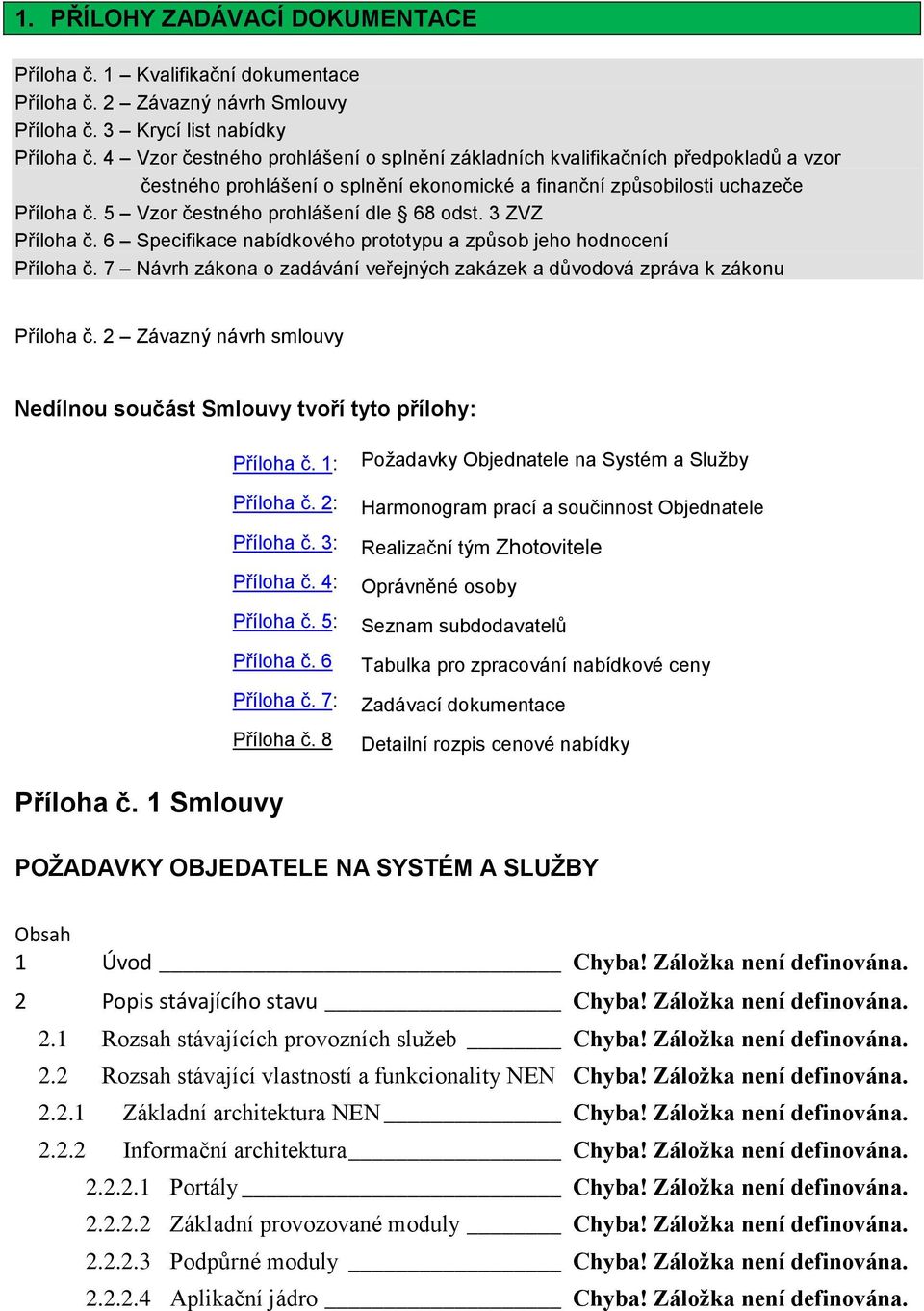 5 Vzor čestného prohlášení dle 68 odst. 3 ZVZ Příloha č. 6 Specifikace nabídkového prototypu a způsob jeho hodnocení Příloha č.