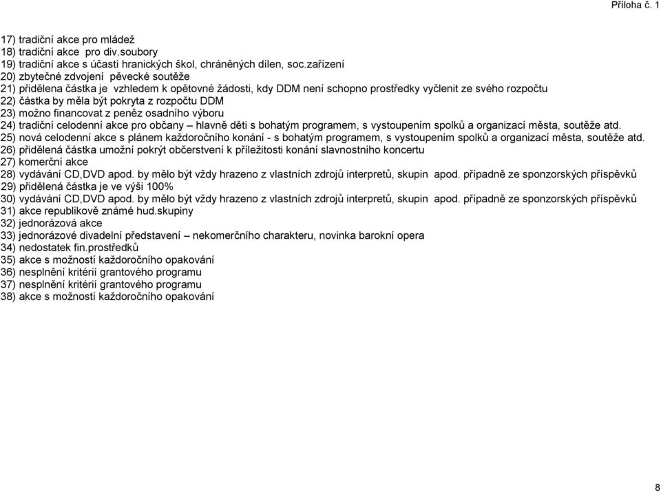 celodenní akce pro občany hlavně děti s bohatým programem, s vystoupením spolků a organizací města, soutěže atd 25) nová celodenní akce s plánem každoročního konání - s bohatým programem, s