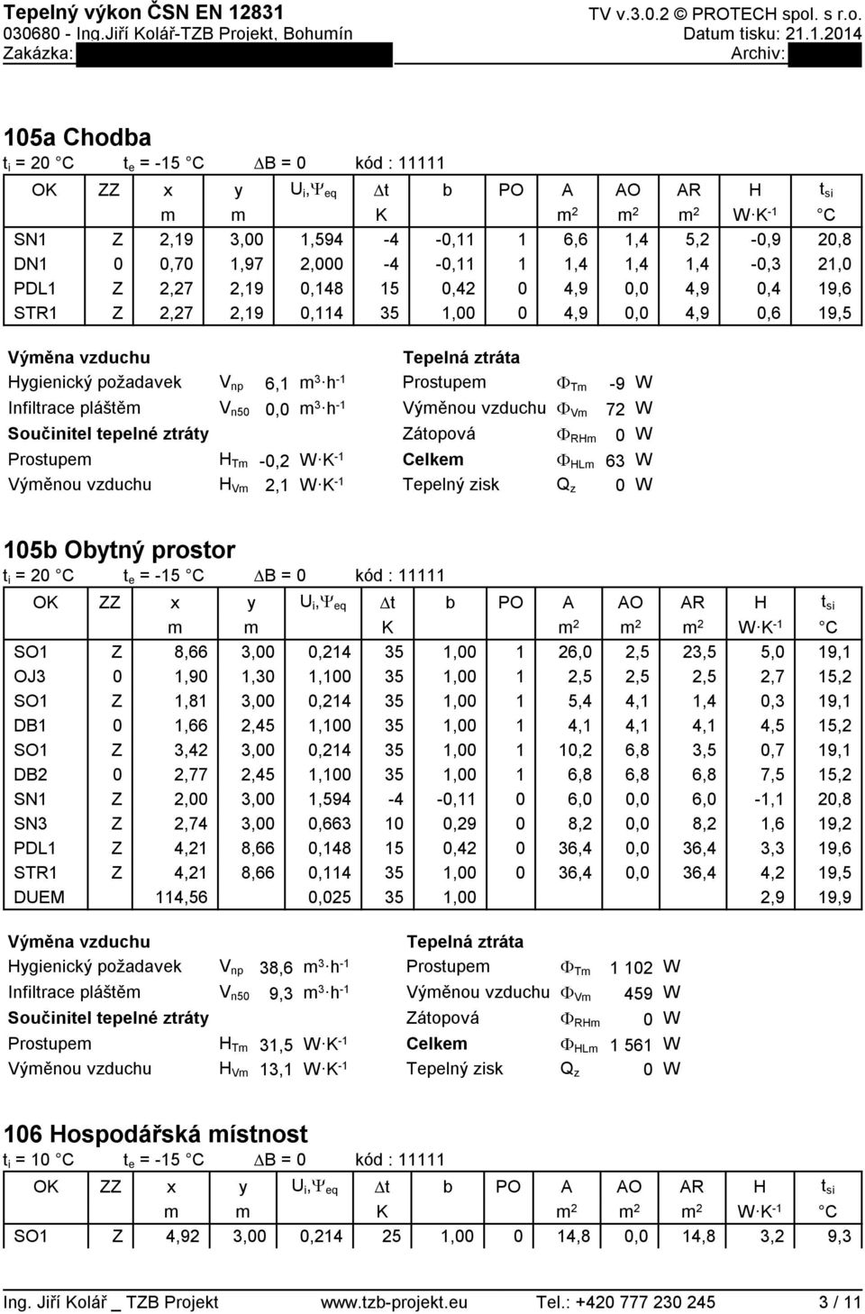 V 6,, -,, 3 h- 3 h- - - Prostupe Výěnou vzduchu átopová Celke F T F V F R F L -9 7 63 b Obtný prostor t i = t e = - DB = kód : O x O OJ3 O DB O DB N N3 PDL TR 8,66,9,8,66 3,,77,,7,,,6 3,,3 3,, 3,, 3,