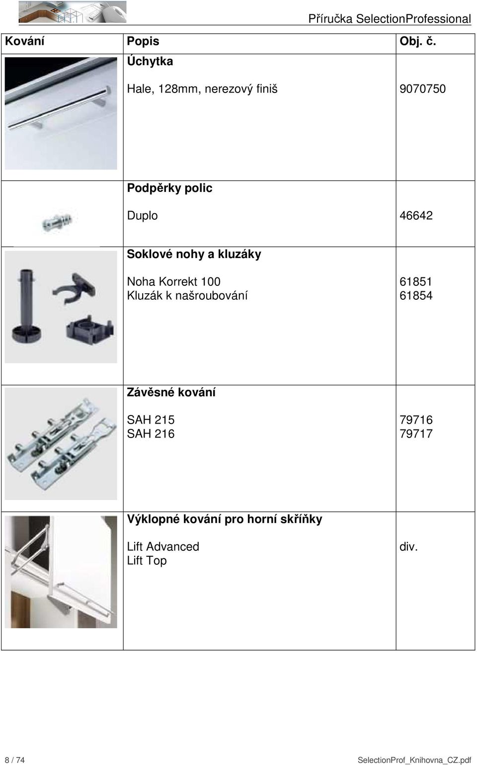 Soklové nohy a kluzáky Noha Korrekt 100 Kluzák k našroubování 61851 61854