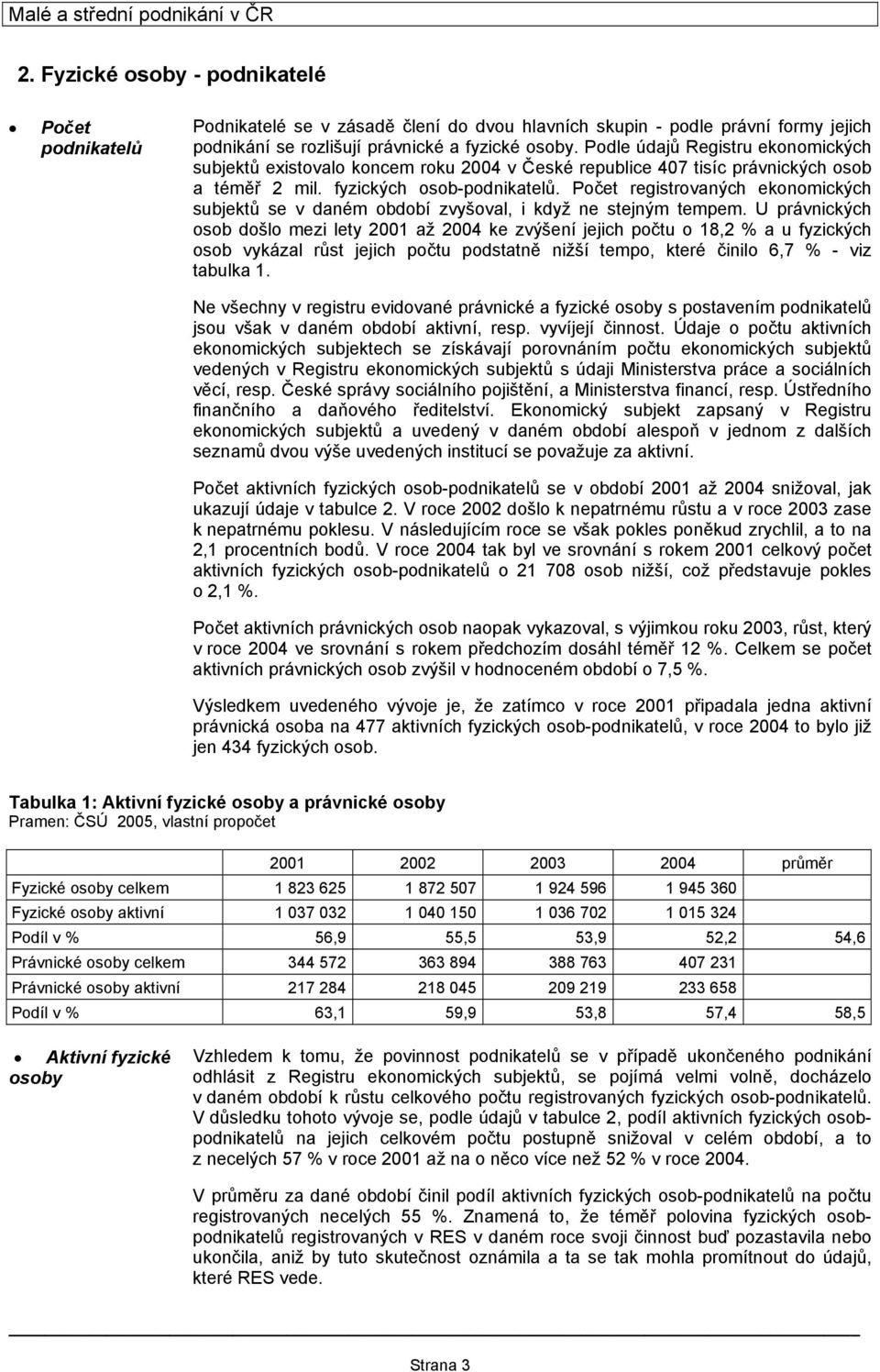 Počet registrovaných ekonomických subjektů se v daném období zvyšoval, i když ne stejným tempem.