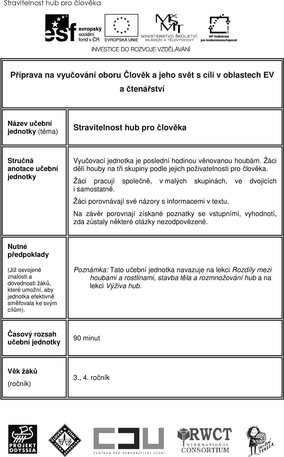 Žáci porovnávají své názory s informacemi v textu. Na závěr porovnají získané poznatky se vstupními, vyhodnotí, zda zůstaly některé otázky nezodpovězené.