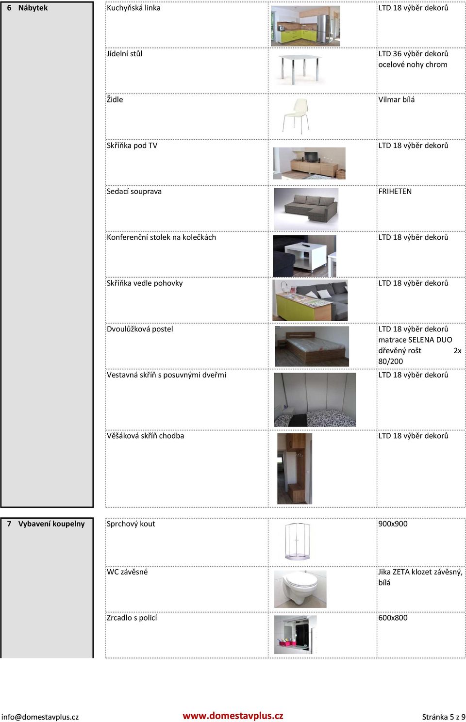 dveřmi matrace SELENA DUO dřevěný rošt 2x 80/200 Věšáková skříň chodba 7 Vybavení koupelny Sprchový kout 900x900 WC