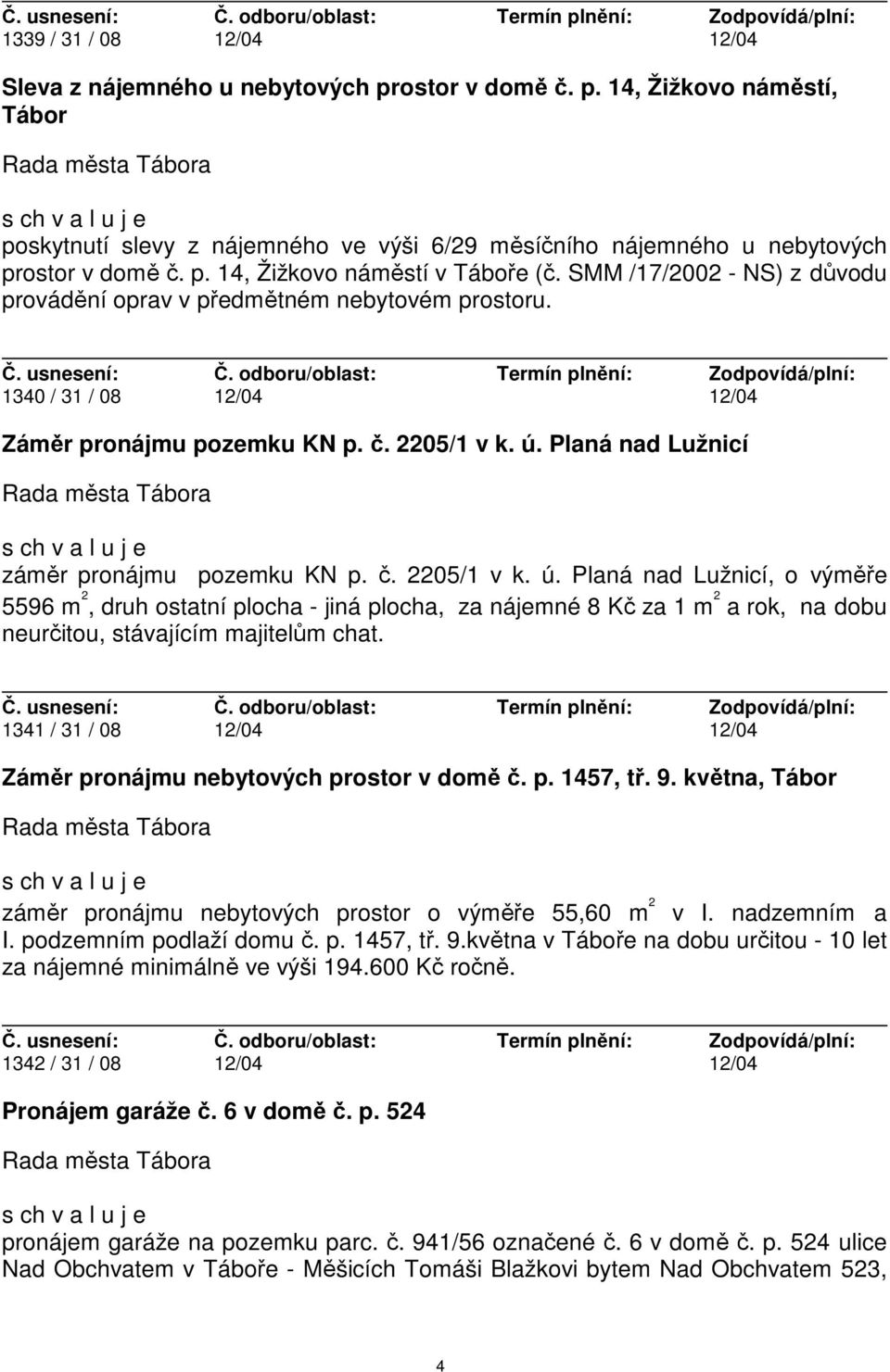 Planá nad Lužnicí záměr pronájmu pozemku KN p. č. 2205/1 v k. ú.