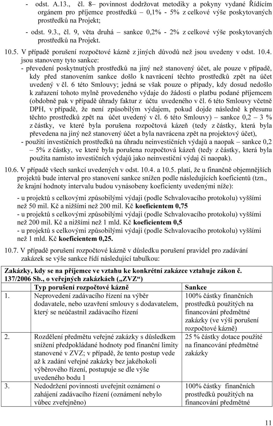jsou stanoveny tyto sankce: - převedení poskytnutých prostředků na jiný než stanovený účet, ale pouze v případě, kdy před stanovením sankce došlo k navrácení těchto prostředků zpět na účet uvedený v