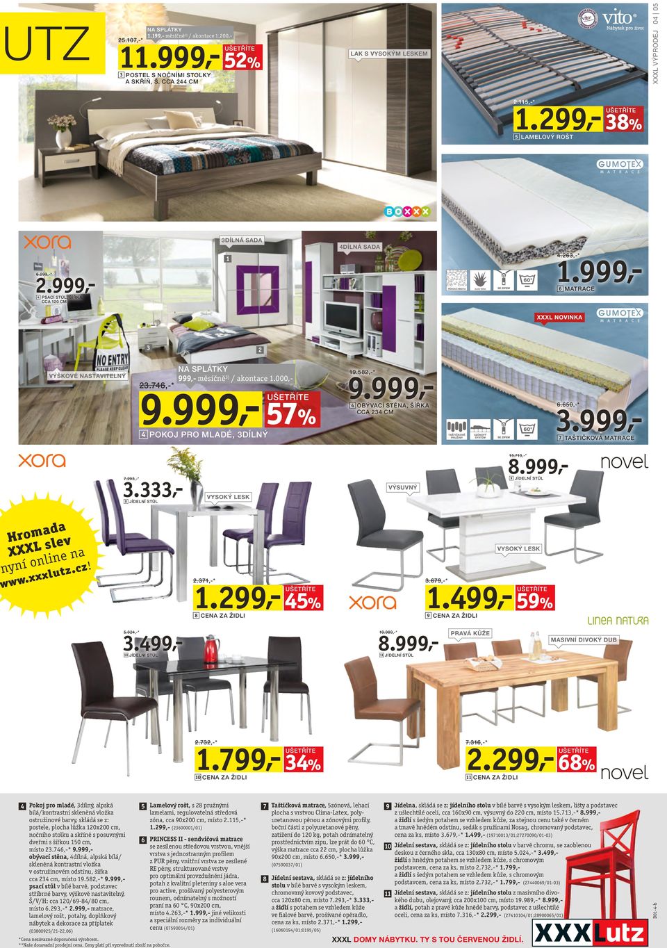 000,- 57% 4 POKOJ PRO MLADÉ, 3DÍLNÝ 19.582,-* 4 OBÝVACÍ STĚNA, ŠÍŘKA CCA 234 CM 3.999,- 6.650,-* 7 TAŠTIČKOVÁ MATRACE 7.293,-* 3.333,- 8 JÍDELNÍ STŮL VÝSUVNÝ 15.713,-* 8.