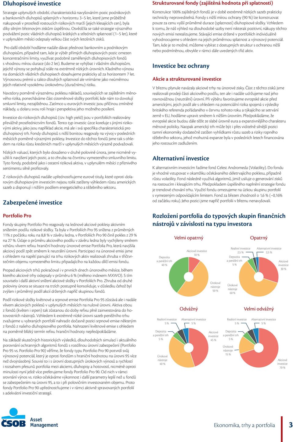 Osvědčila se také strategie výrazného podvážení pozic vládních dluhopisů krátkých a středních splatností (1 5 let), které v uplynulém měsíci odepsaly velkou část svých letošních zisků.