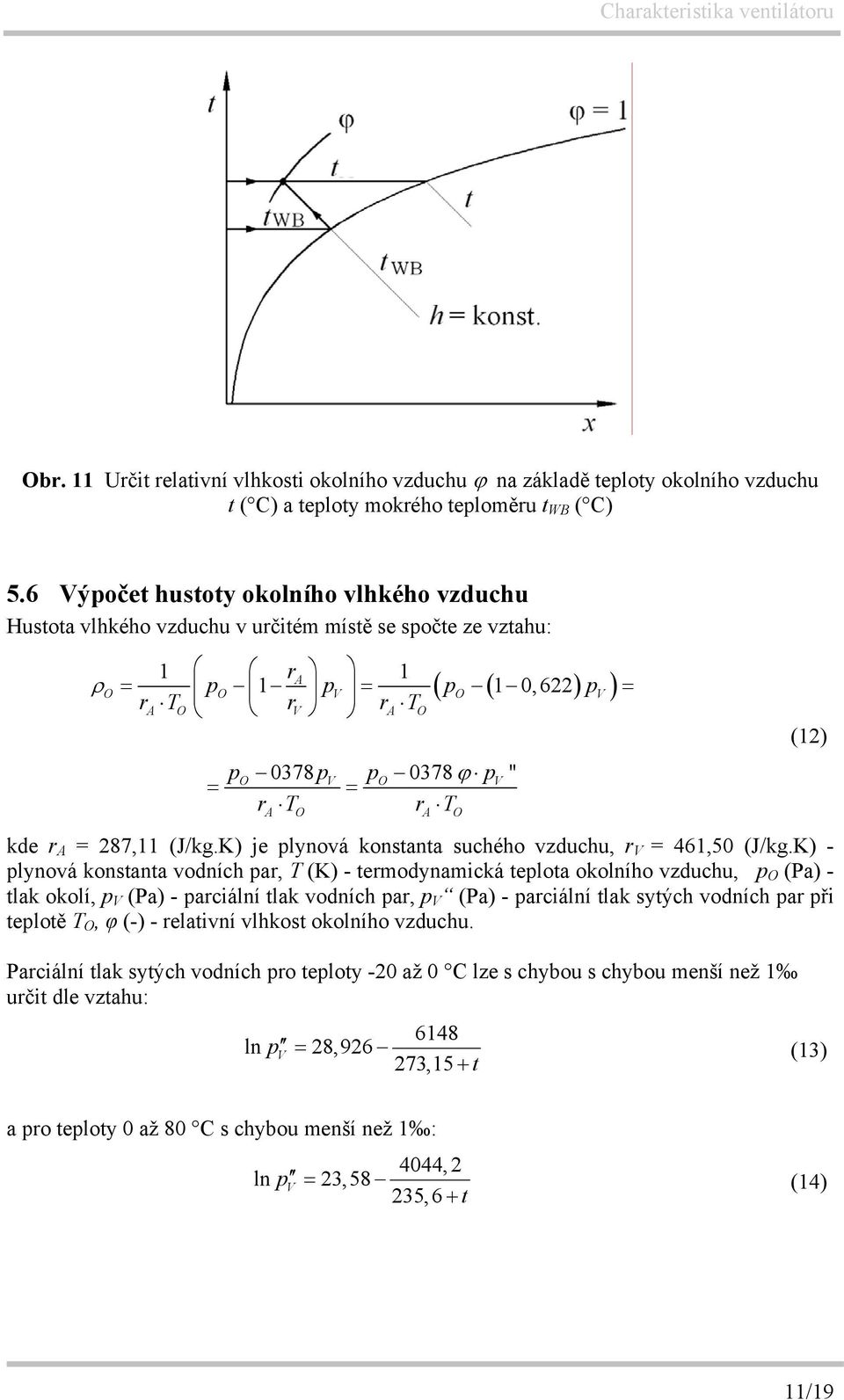 r T A O A O kde r A = 287,11 (J/kg.K) je plynová konstanta suchého vzduchu, r V = 461,50 (J/kg.