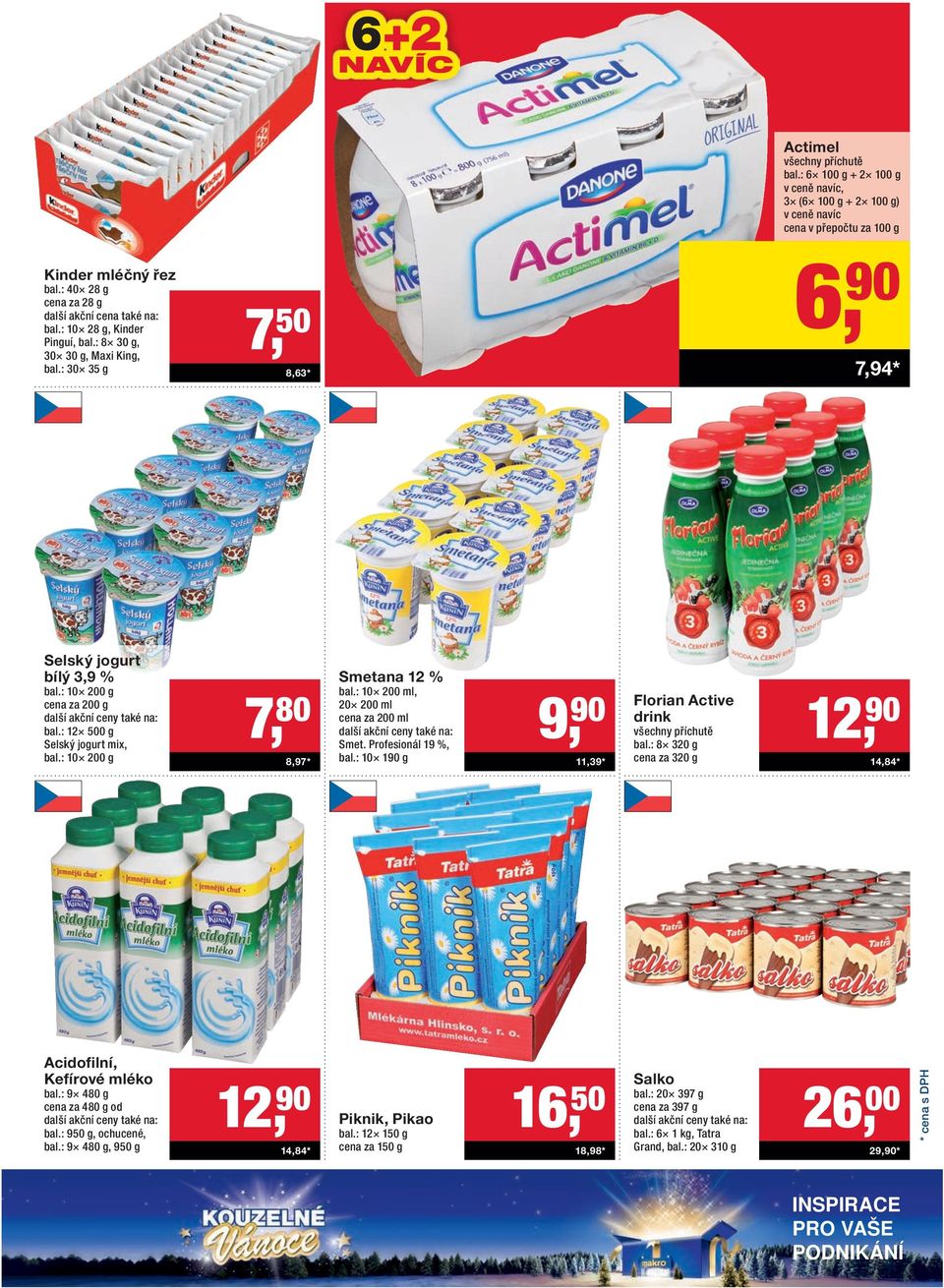 : 10 200 g 7, 80 8,97 * Smetana 12 % bal.: 10 200 ml, 20 200 ml cena za 200 ml Smet. Profesionál 19 %, bal.: 10 190 g 9, 90 11,39 * Florian Active drink všechny příchutě bal.