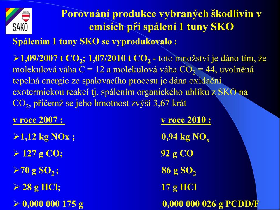 spalovacího procesu je dána oxidační exotermickou reakcí tj.