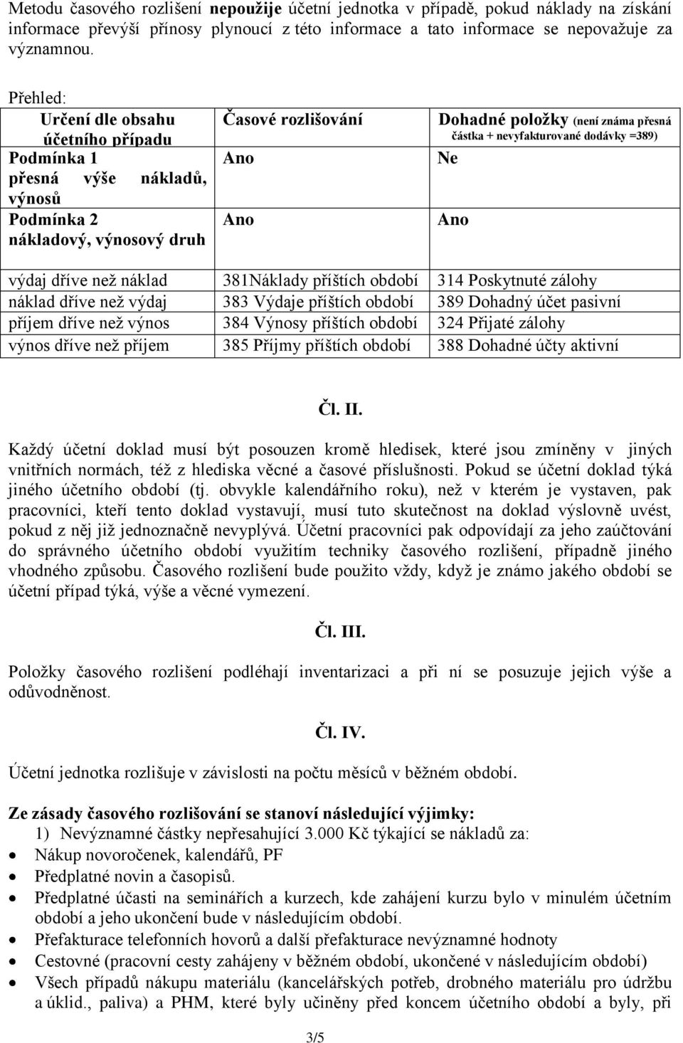 dodávky =389) Ne výdaj dříve než náklad 381Náklady příštích období 314 Poskytnuté zálohy náklad dříve než výdaj 383 Výdaje příštích období 389 Dohadný účet pasivní příjem dříve než výnos 384 Výnosy