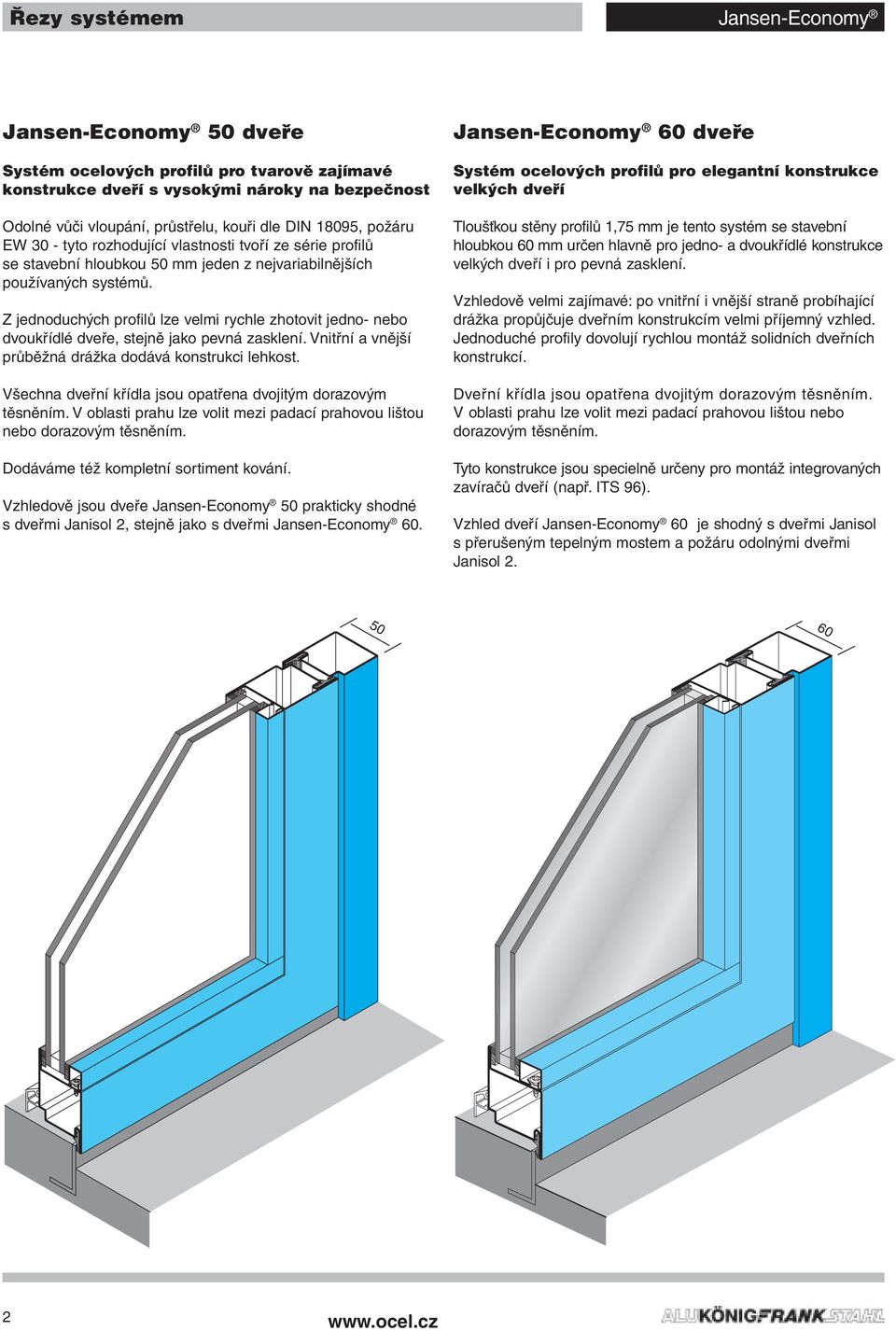 Z jednoduchých profilů lze velmi rychle zhotovit jedno- nebo dvoukřídlé dveře, stejně jako pevná zasklení. Vnitřní a vnější průběžná drážka dodává konstrukci lehkost.
